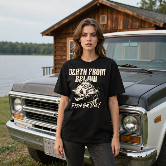 Unisex-T-Shirt aus 100 % Bio-Baumwolle. "DEATH FROM BELOW"